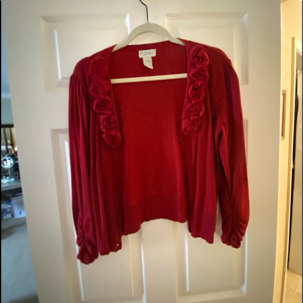 Adorable red elbow length sweater